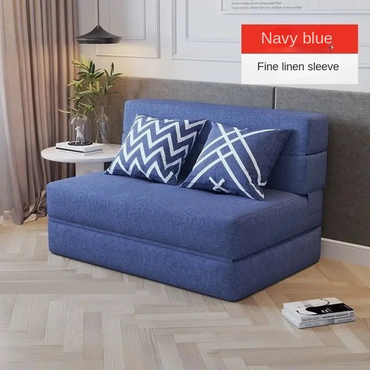 Folding sofa bed dual-purpose small apartment living room bedroom tatami rental house lazy sofa accompanying bed anti-fall pad