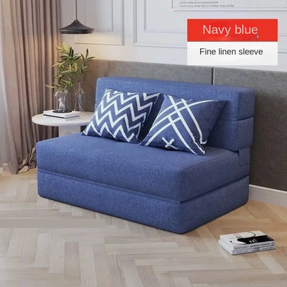 Folding sofa bed dual-purpose small apartment living room bedroom tatami rental house lazy sofa accompanying bed anti-fall pad