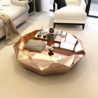 Post-modern light luxury small apartment stainless steel diamond coffee table creative simple designer home living room sofa sid