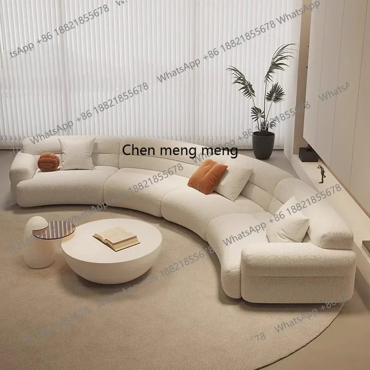 B456 Minimalist new fan-shaped large flat-layer curved sofa customized left and right concubine lamb wool large apartment