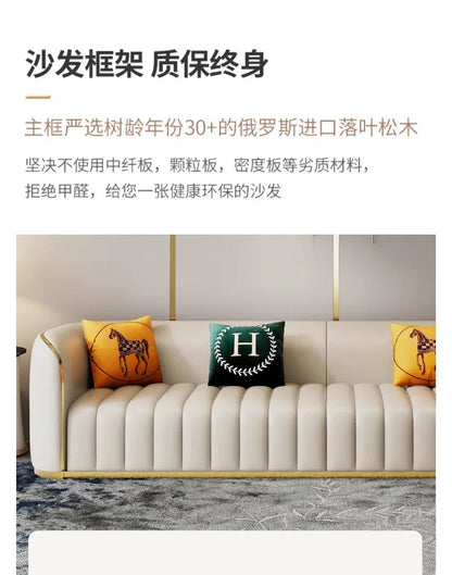 Furniture sofa Italian light luxury leather sofa small apartment living room home high-end designer straight row