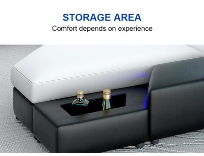 Leather Sofa Set U Combination Leather Corner Sofa Bed with Light Emitting Diode