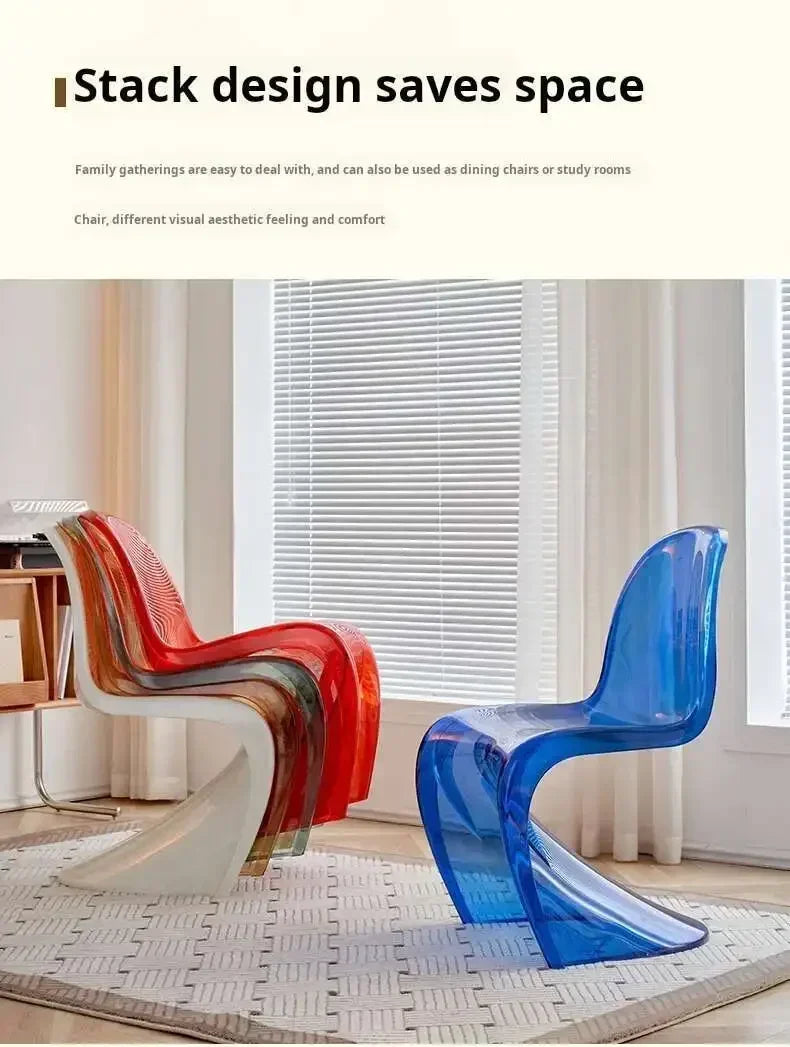 Transparent Plastic Chair Living Room Relax Backrest Waiting Cafe Chair Hotel Acrylic Design Dining Stool Nordic Furniture