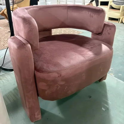 72×65×70cm Light Luxury Frosted Velvet Single Sofa Curved Design Solid Wood Frame Living Room Bedroom Comfort Leisure Chair