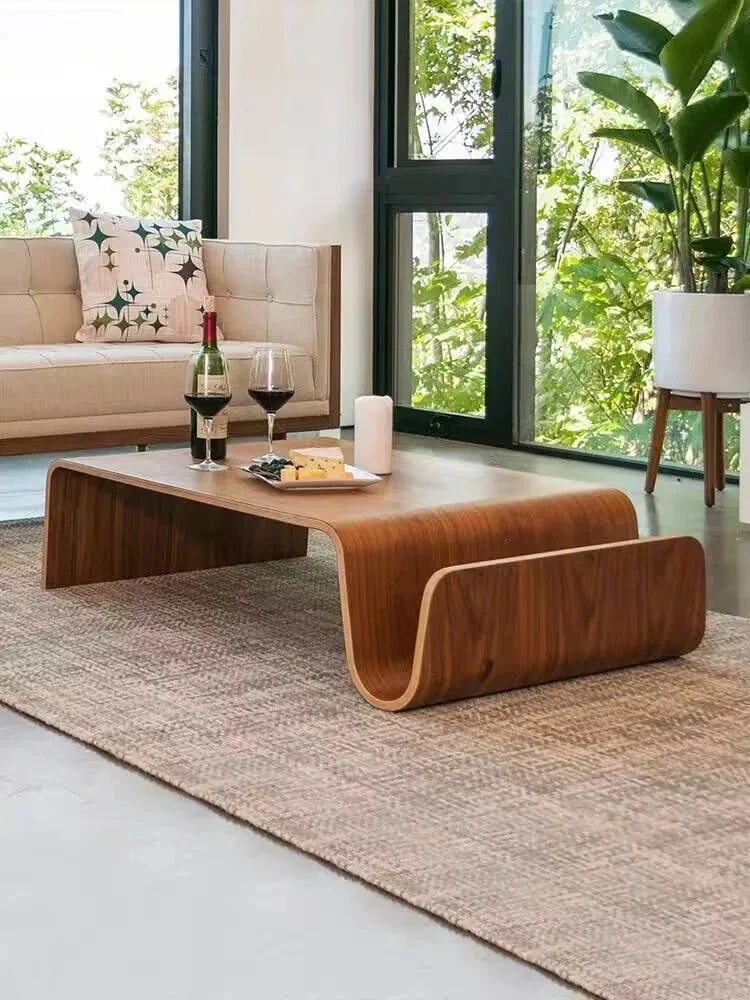 Solid Wood Coffee Table Wooden Computer Bentwood Room Desks Portable Low Center Tea Table Living Room Furniture Side Storage