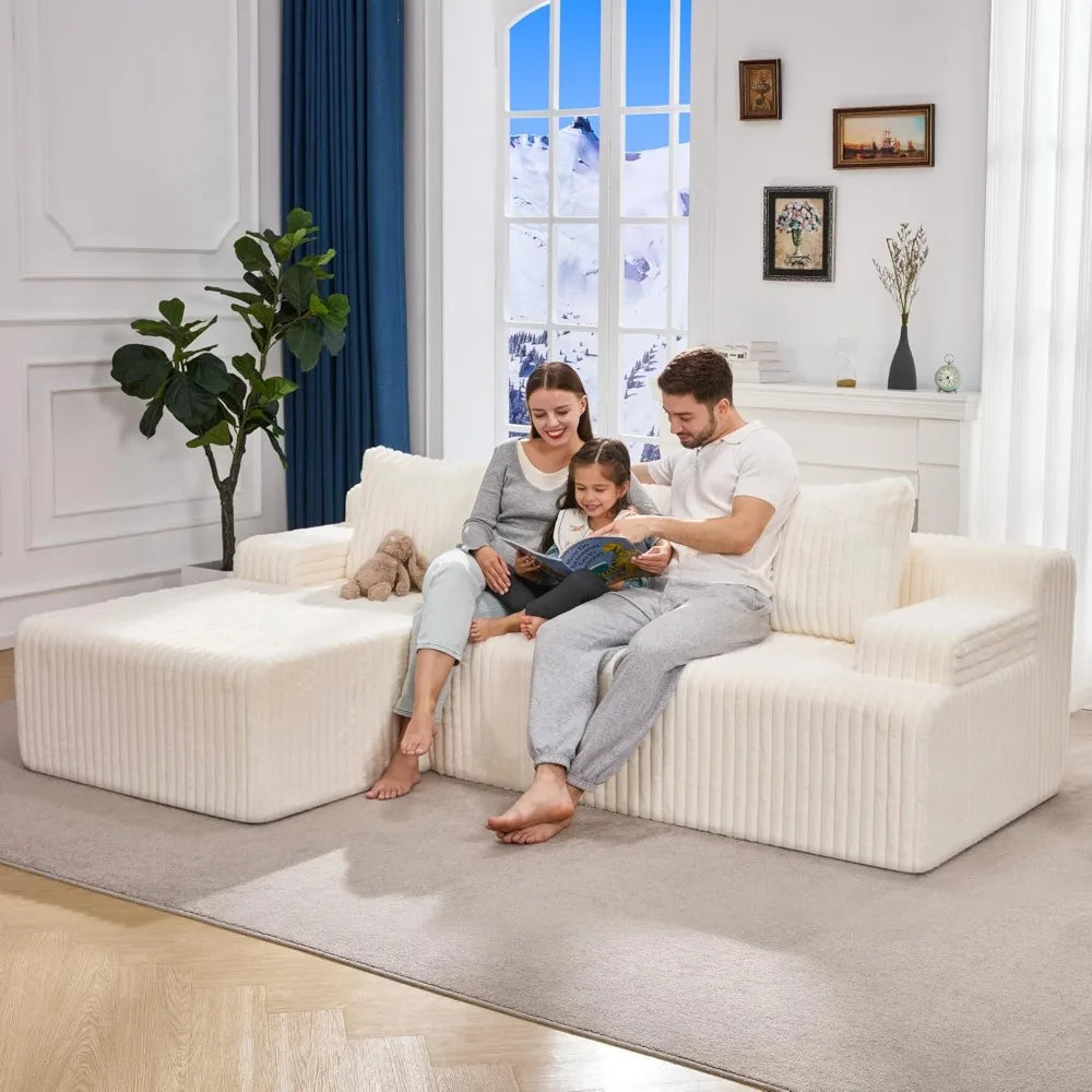 3-Seater L-Shaped Cloud Sectional Sofa with Memory Foam Cushions Oversized Chaise Ultimate Comfort for Home Living Room