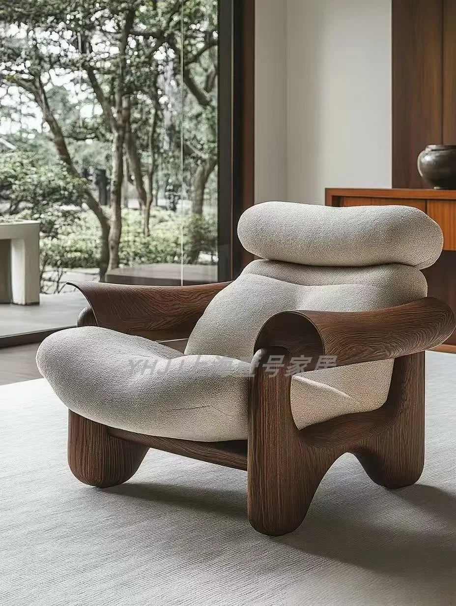 X New Medieval Solid Wood Single Sofa Chair Original Art Model Room Club Exhibition Hall Leisure Chair