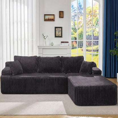 108'' L-Shape Memory Foam Modular Sectional Sofa Couch 3 Seat Living Room Furniture Set