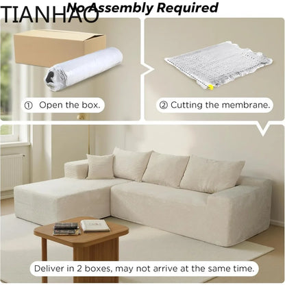 Cloud Sectional Couch with L-Shape Chaise,Modern Modular Sofa with Deep Seat, Upholstered Couches for Living Room Bedroom,No Ass