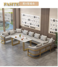 Linlamim Fabric Sofa Set Furniture Living Room Sofa Set with Desk and Stools / Big U Shape Cloth Couch Sofas for Home Furniture