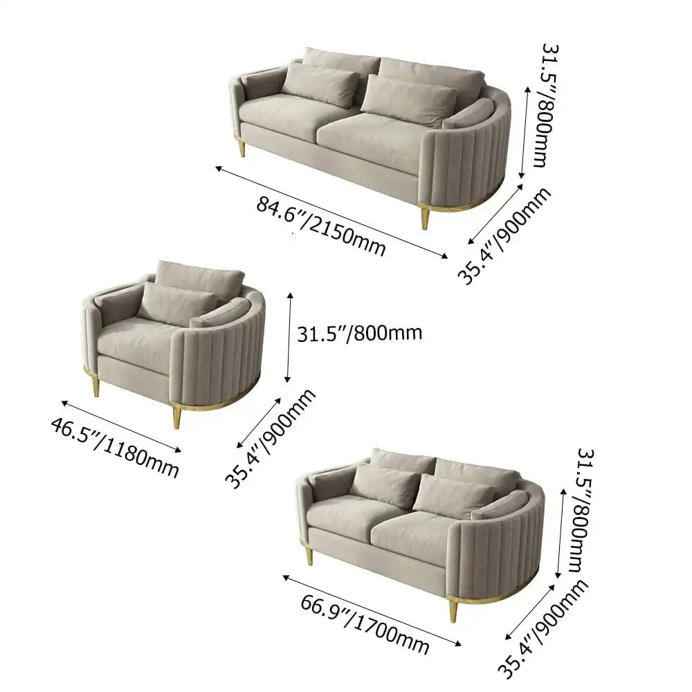 Modern Living Room Sofas Sets Sectional Couch Velvet Upholstered Loveseat Sofa 3 Pieces Italian Sectional Sofa Chair furniture