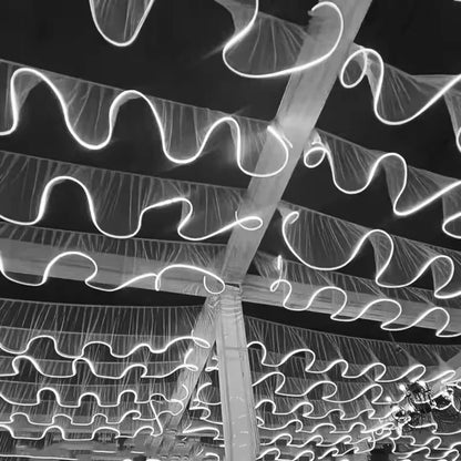 Glowing Curtain for Wedding Ceiling Decor, White Wave Tulle Fabric with Lights, Romantic Party Christmas Event Decoration