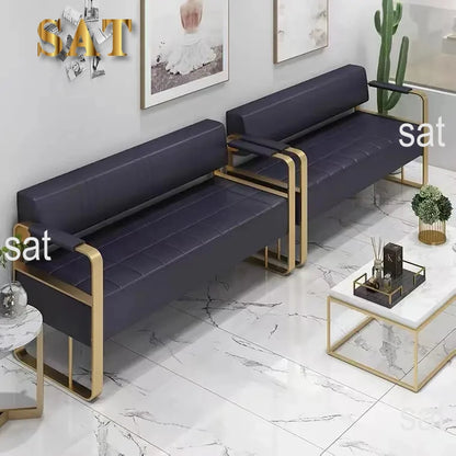 ForGood Beauty Salon Station Waiting Sofa Barber Shop Reception Couch Leather Waiting Chair
