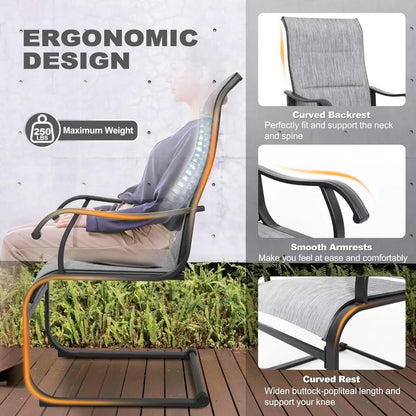 Outdoor Patio Dining Chairs Set of 2 Padded High Back Breathable Spring Motion Patio, Lawn & Garden