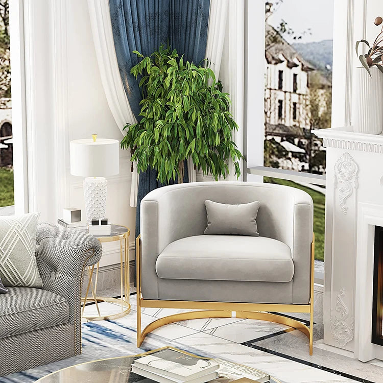 Luxury Living Room Chair Barrel Wide Arm Chair Club Single Leisure Accent Chair