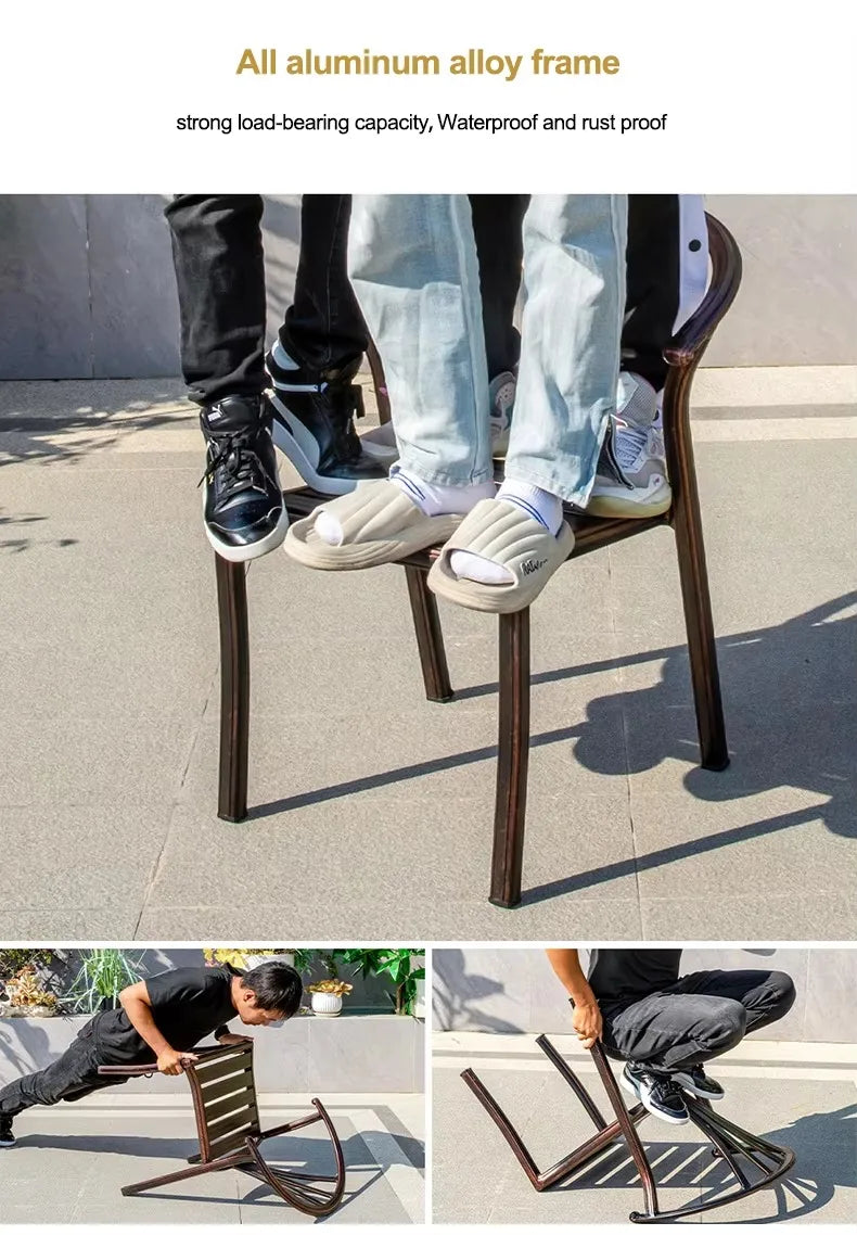 Cast Aluminum Outdoor Chairs Set of 2 Bistro Chairs Waterproof and Sun Resistant Patio Dinning Chairs Garden Chair Furniture