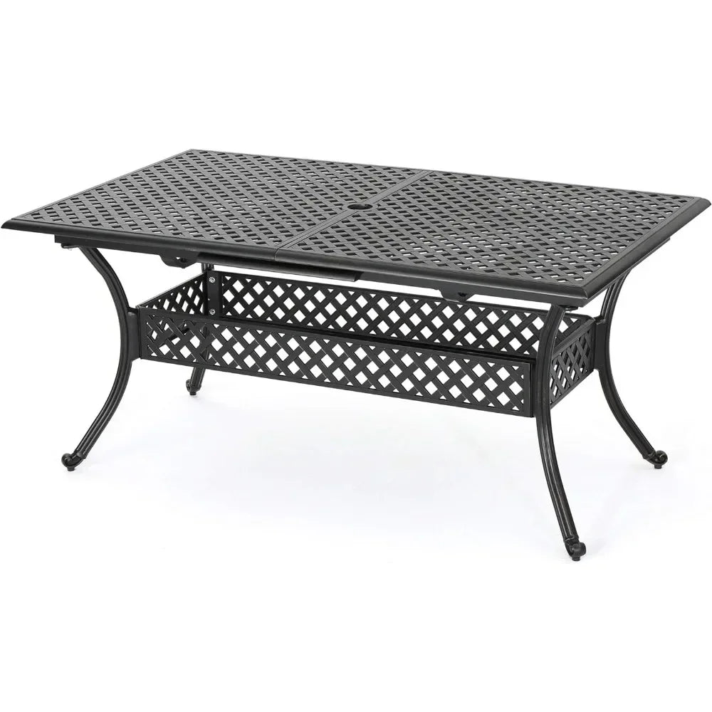 Outdoor Cast Aluminum Expandable Rectangular Dining Table