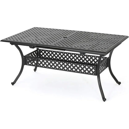 Outdoor Cast Aluminum Expandable Rectangular Dining Table
