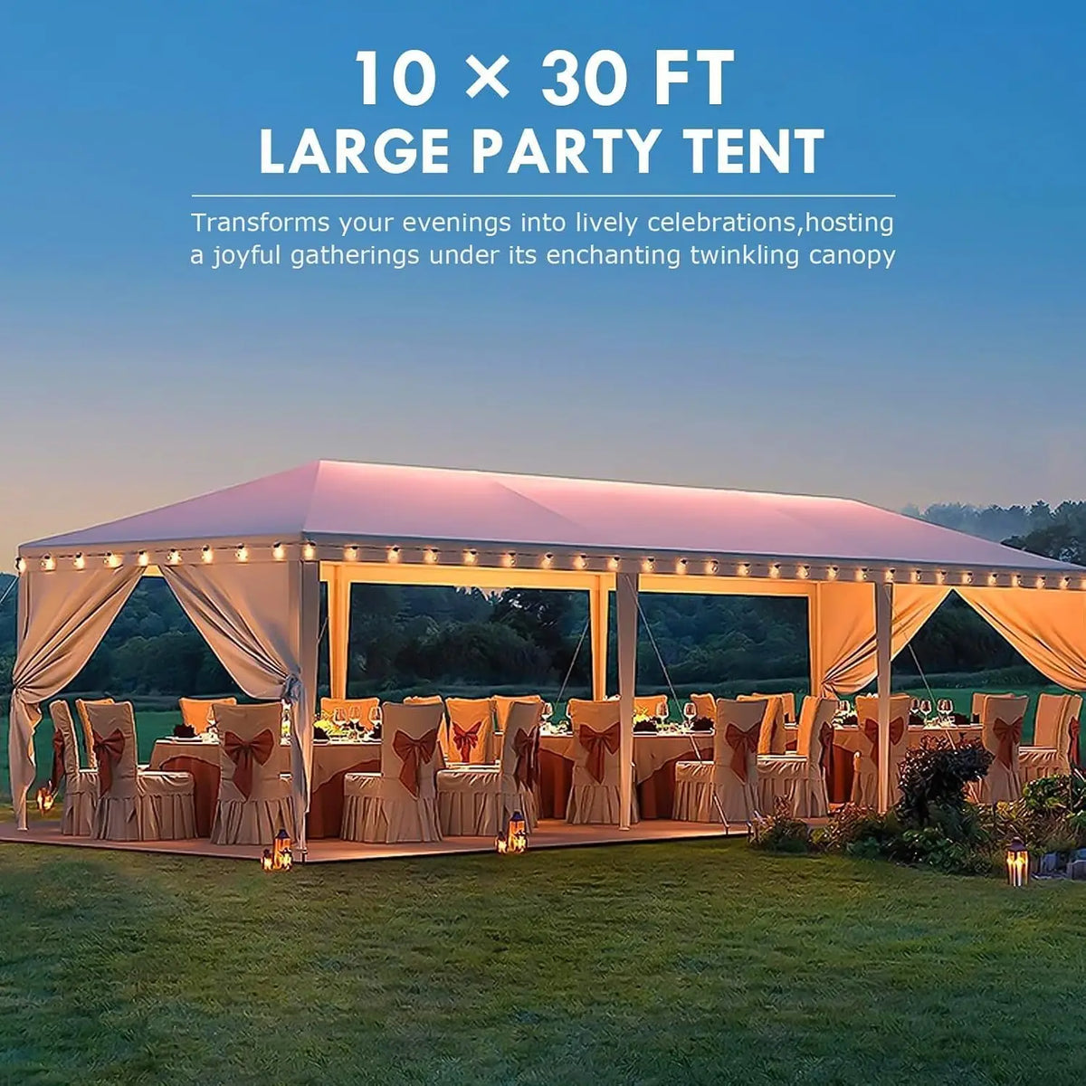 2026 10x30 Heavy Duty Party Tent with 8 Sidewalls Waterproof Outdoor Wedding Event Canopy White Backyard Garden, Custom