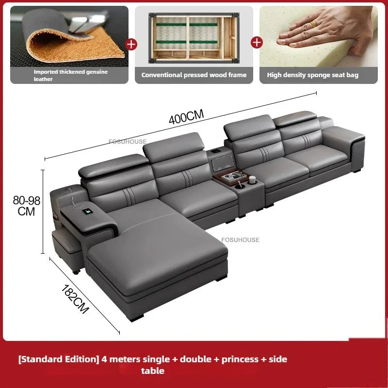 Luxury Leather Living Room Sofas Italian Home Sofa Bed Recliner Modern Designer Ergonomic Back Sofa Living Room Furniture