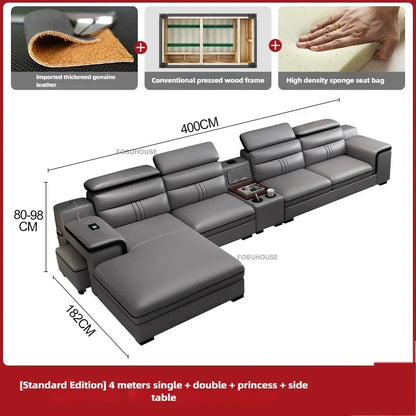 Luxury Leather Living Room Sofas Italian Home Sofa Bed Recliner Modern Designer Ergonomic Back Sofa Living Room Furniture