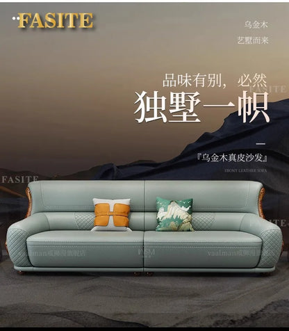 leather sofa new Chinese-style first-layer cowhide European-style solid wood living room corner combination villa