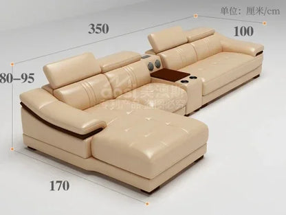 Genuine leather sofa head layer cowhide small unit,simple and modern functional, fashionable leather sofa combination decoration