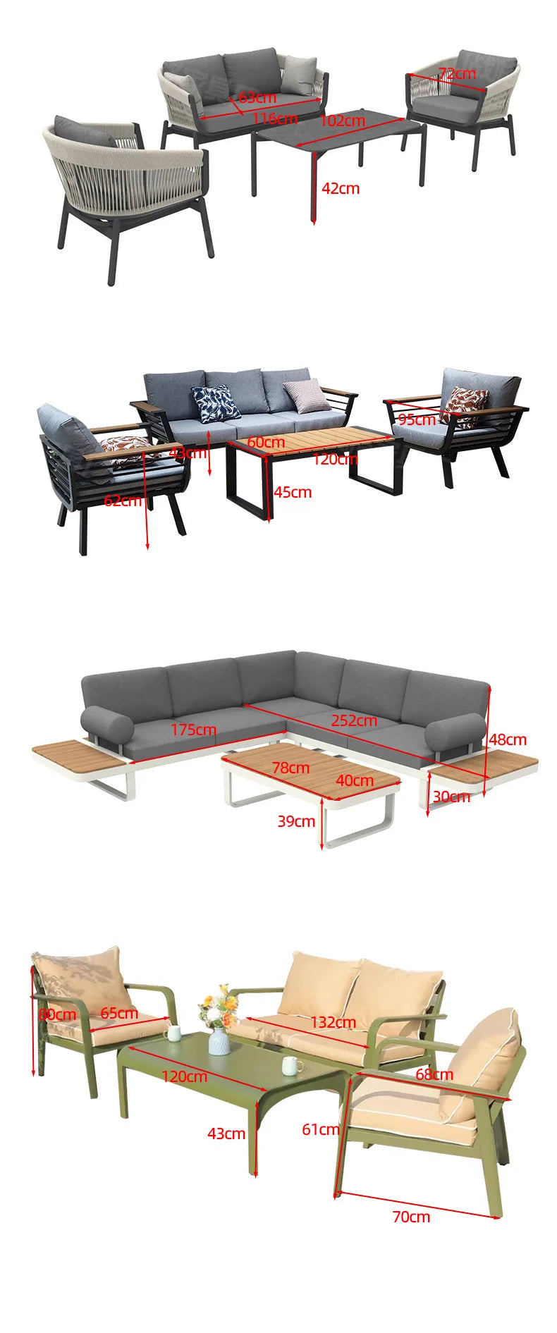 Outdoor Sofa Aluminum patio Villa Courtyard Garden Courtyard High end Hotel Leisure Simple Sofas set
