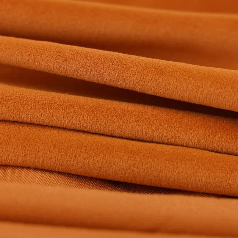 Luxury Nordic Minimalist Blackout Velvet Curtains for Bedroom Living Room Orange Home Decor Custom Tulle and Valance