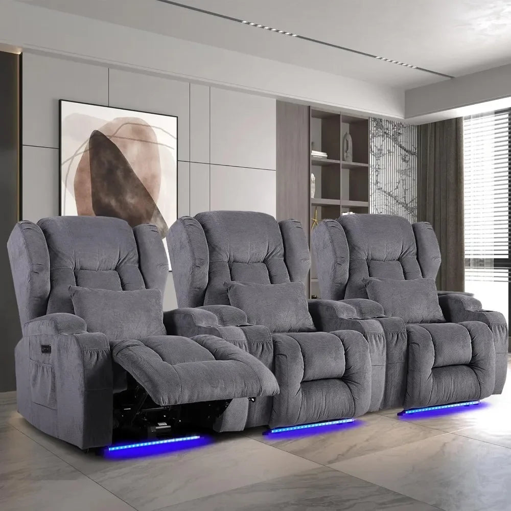 Power Recliner Chair – Overstuffed Home Theater Seating with Heat, Massage, Electric Reclining & Sleeper Function