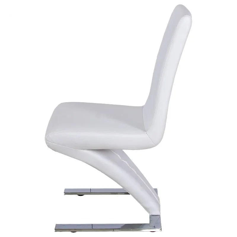 Modern minimalist Z-shaped PU leather metal dining chair, dining room chair