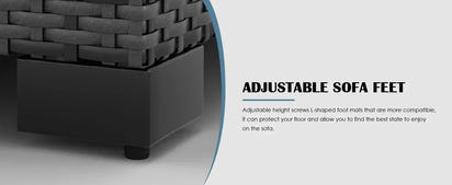 QAZ8-7 Piece Patio Furniture Set Fire Pit Table. Outdoor Conversation Sets Wicker Rattan Sectional Sofa with Coffee TSZ