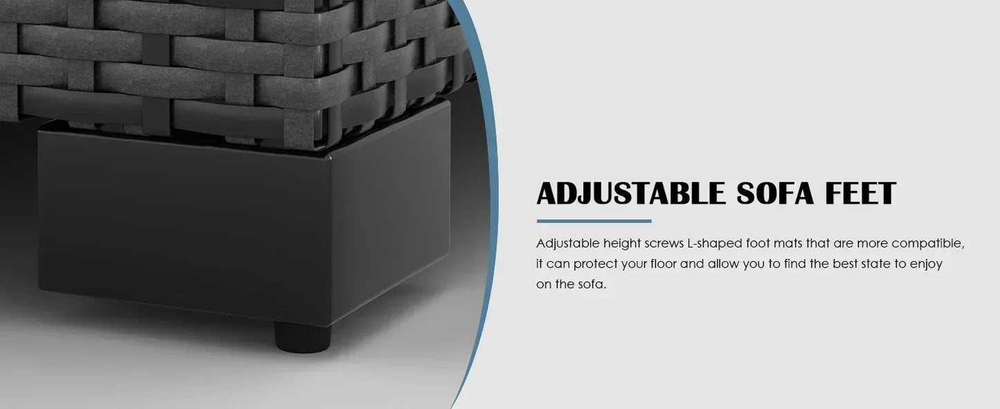 QAZ8-7 Piece Patio Furniture Set Fire Pit Table. Outdoor Conversation Sets Wicker Rattan Sectional Sofa with Coffee TSZ