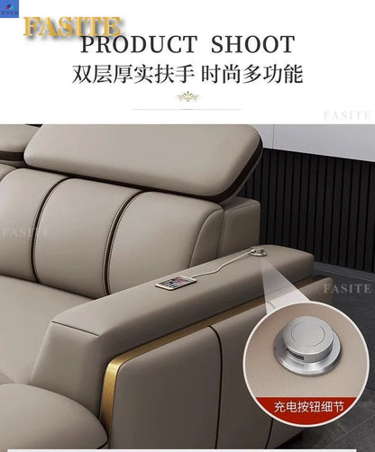 Luxury First-Layer Sofa Classic Light Living Room Size Princess Apartment Straight Row Home Combination