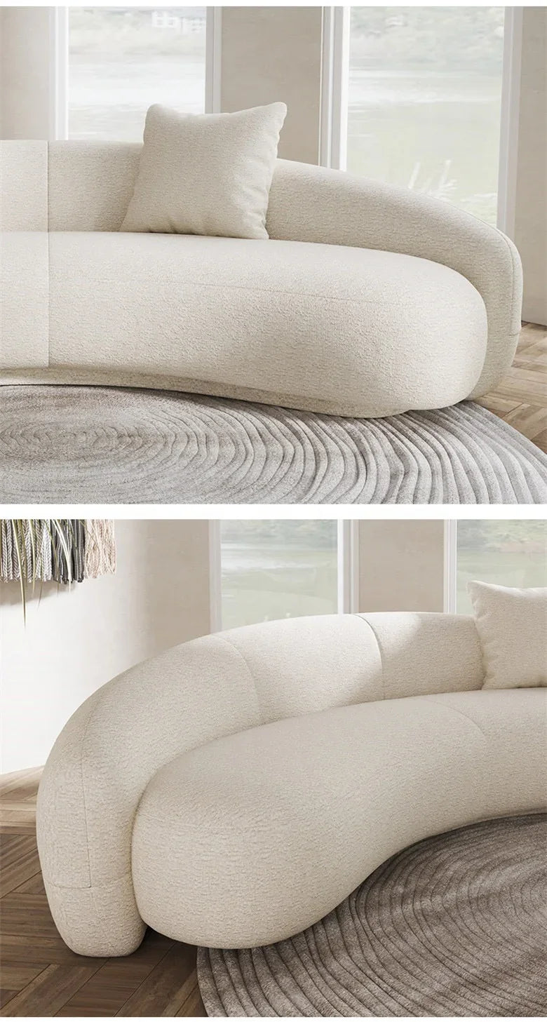 #h Hot Sell Unique Italian Design Curved Lambswool Banana Sofa Living Room Settee Designer Curved Couch Sofa