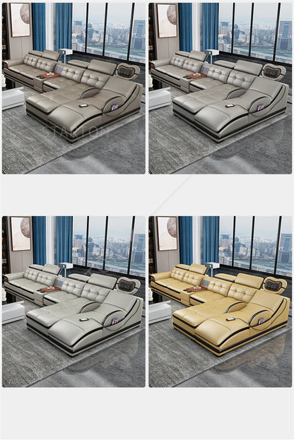 Sofa Modern Living Room Sofas Massage Leather Living Room First Layer Cowhide Intelligent Multifunctional Mobile Phone Charging