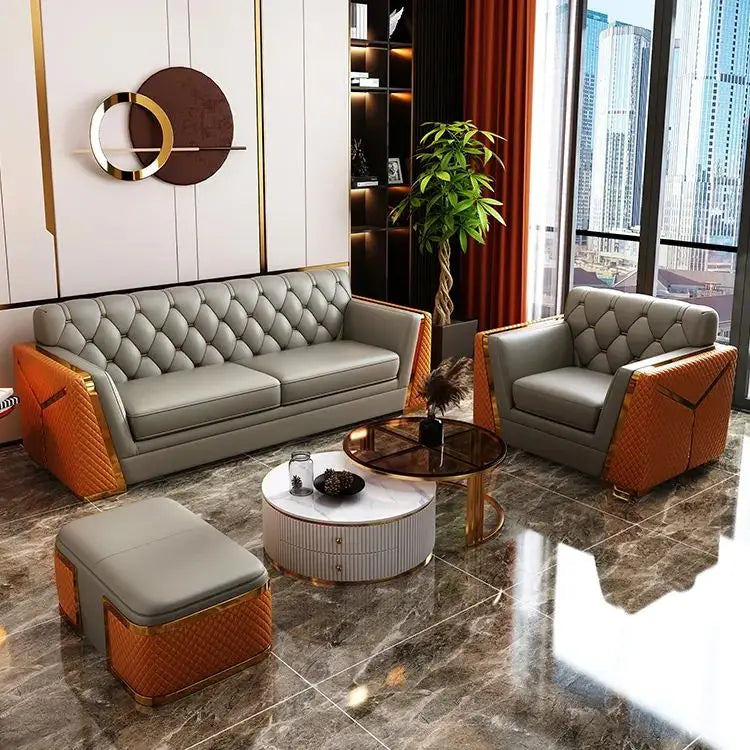 Microfiber Fabric 321 Seaters Couch Xinda Factory Modern Living Room Velvet Fabric Sweet Sofa Set With Gold Stainless Steel