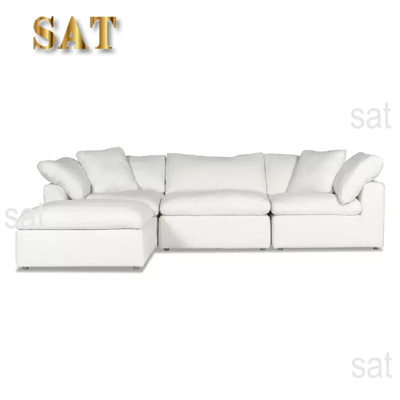 -For Modern Fabric L-Shape Three-Person Sofa Set with Sponge Filling for Living Room Gym & Villa Use&