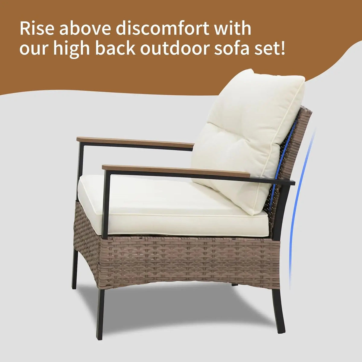 Outdoor Patio Furniture Set, Outdoor Conversation Set, Rattan Wicker Sofa, Loveseat, 2 Patio Chairs and Coffee Tabl