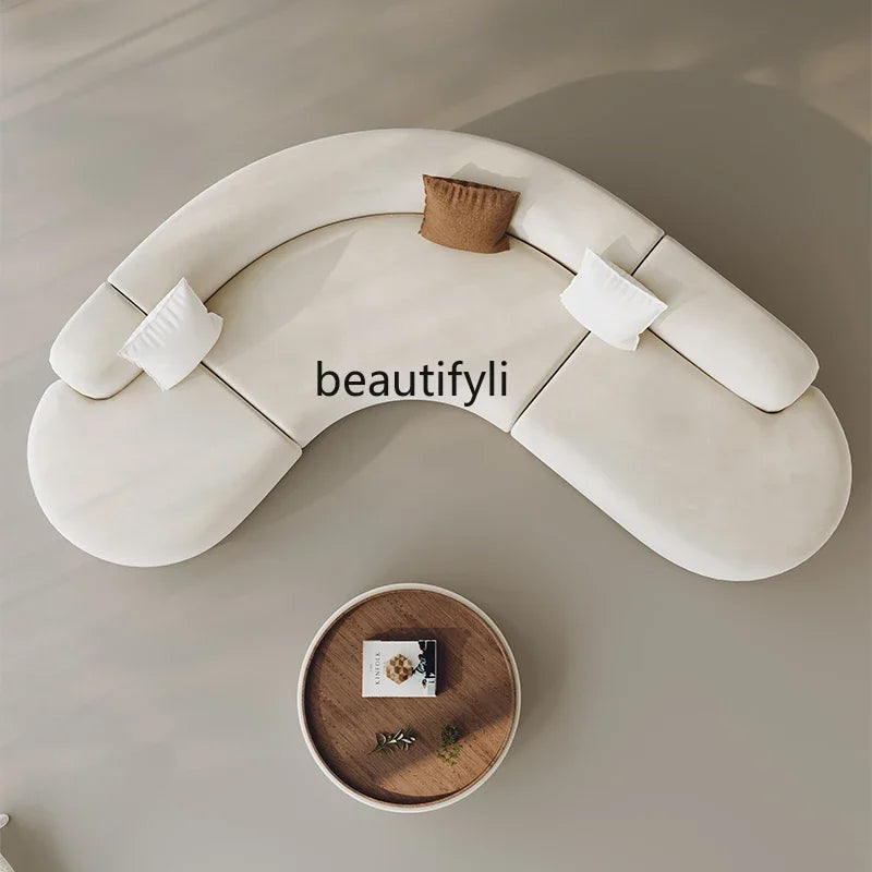L-shaped corner curved special-shaped sofa small apartment beauty salon hotel office lobby lounge area reception