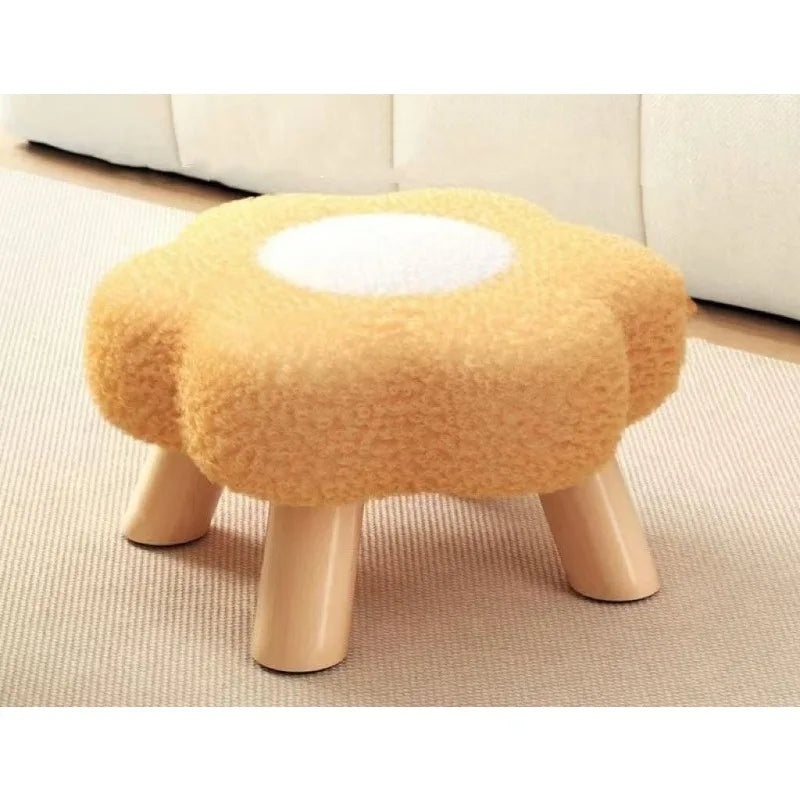 Small stool, household low stool, sofa stool, soft bag stool, living room coffee table stool, solid wood children's stool