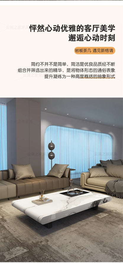 minimalist advanced sense modern simple living room household rectangular oval marble coffee table