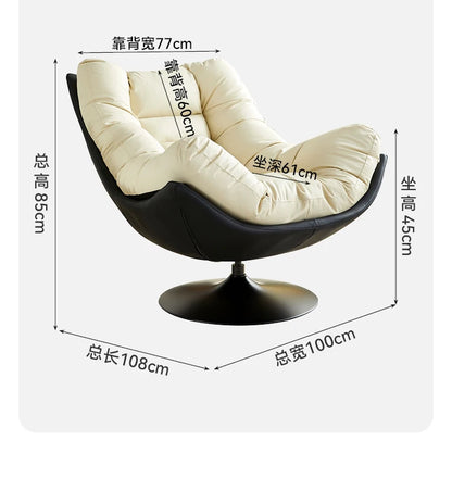Nordic single sofa chair, living room balcony sun lazy chair, can lie down and sleep modern simple wind leisure swivel chair