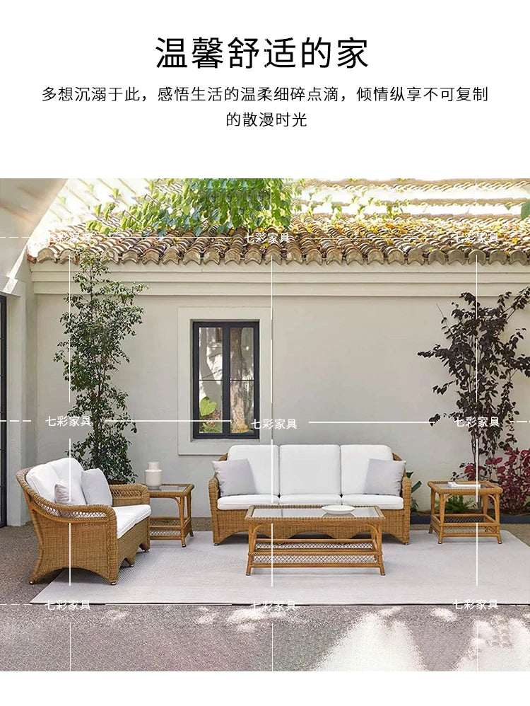 Zz outdoor sofa courtyard leisure hotel outdoor terrace garden balcony rattan chair sofa combination