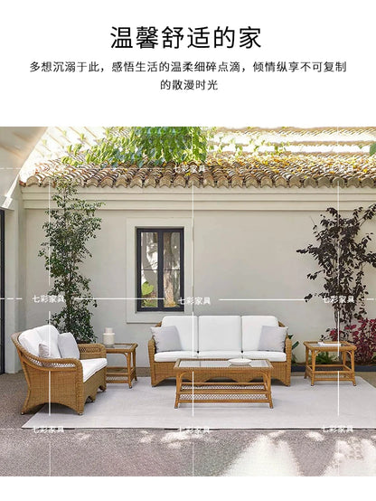 Zz outdoor sofa courtyard leisure hotel outdoor terrace garden balcony rattan chair sofa combination