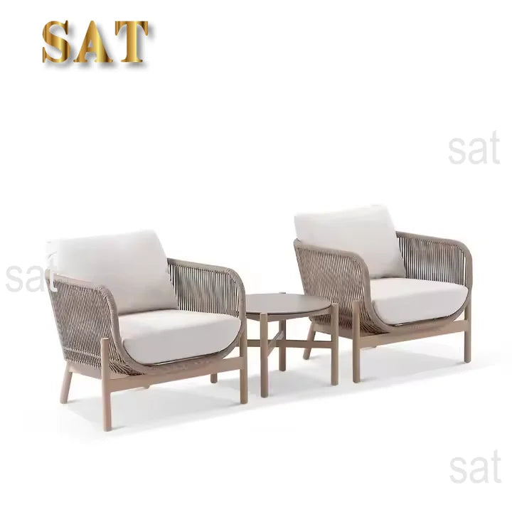 Hot Sales Teak Wood Rope Sofa Set For Home And Outdoor For Living Room Courtyard Hotel Villa Farmhouse
