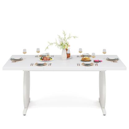 Tribesigns Dining Table for 4-6 People, 63-Inch Large Dinner Table with Heavy Duty Metal Frame, Modern Industrial Kitchen Table