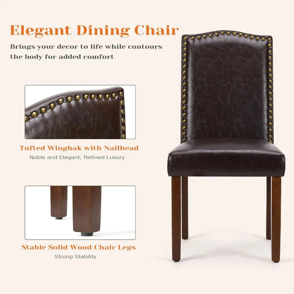 Mid-Century Modern Upholstered Leather Dining Chairs Set of 6 for High-End Kitchen and Dining Rooms