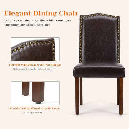 Mid-Century Modern Upholstered Leather Dining Chairs Set of 6 for High-End Kitchen and Dining Rooms