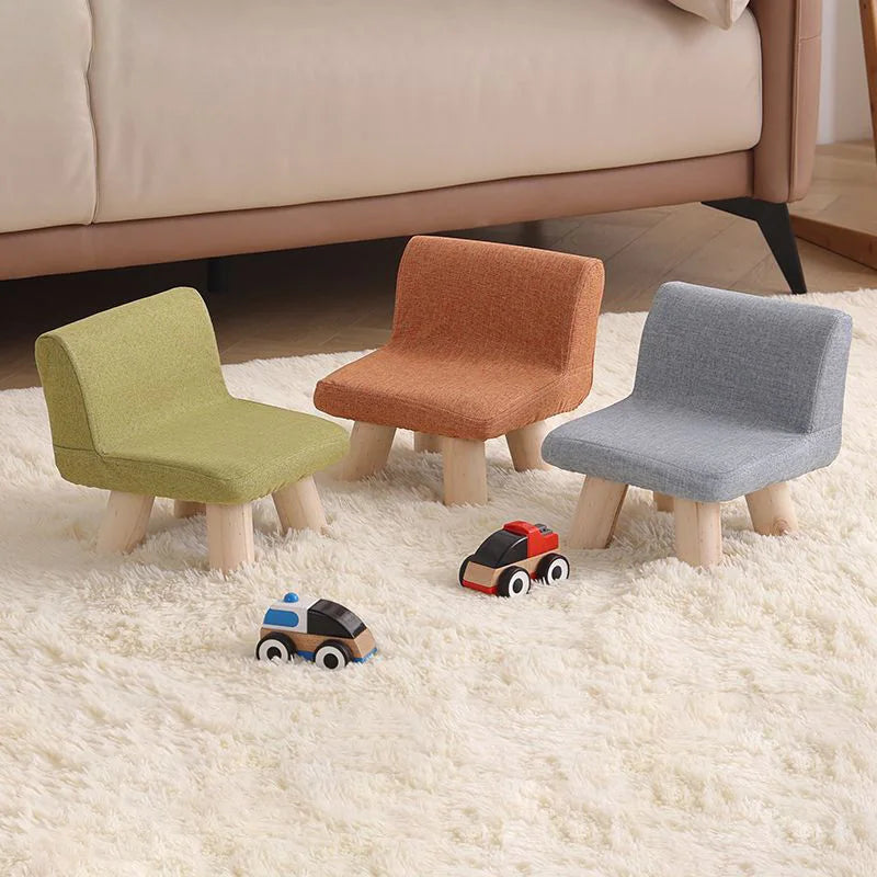 Nordic Wooden Chair with Backrest Strong Load Capacity for Bedroom Living Room Shoe Changing Low Chair Stool Home Furniture